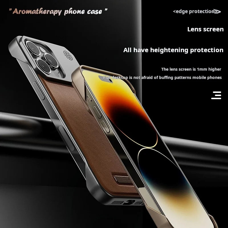 Business Aromatherapy Leather Case for iPhone 18 17 16 15 14 Plus 13 12 11 Pro Max For Magsafe Magnetic Frameless Armor Cover