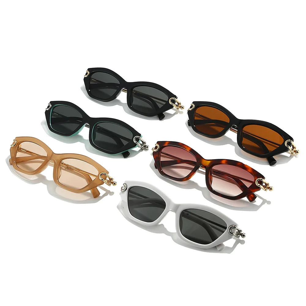 vintage irregular cat eye sunglasses for women new fashion brand alloy patchwork sun glasses ladies black blue gradient shades