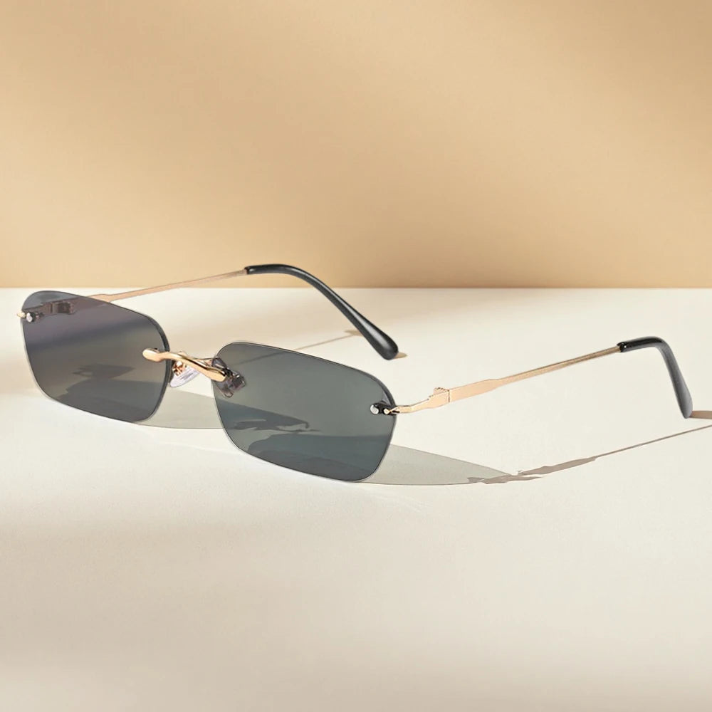 Fashion Rimless Sunglasses Men Women Classic Light Weight Sun Glasses For Male Luxury Rectangle Frameless Eyewear UV400