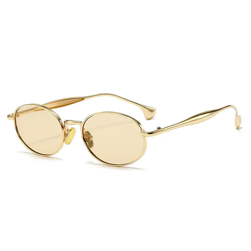 Retro Small Gothic Steampunk Oval Sunglasses Men Women Brand Designer Vintage Round Metal Frame Sun Glasses UV400 Beach Shades