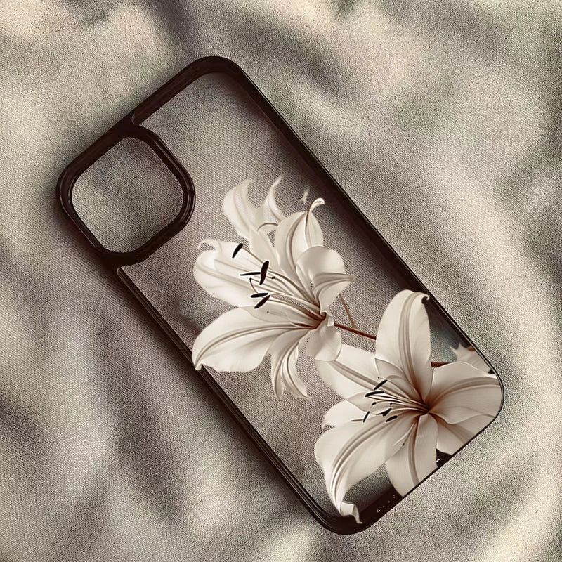 Shockproof Clear Phone Case for iPhone 18 Pro 17Pro Max 15 14 13 12 11 16E Air X XR XS 7 8 Plus SE2022 Vintage Lily Floral Cover