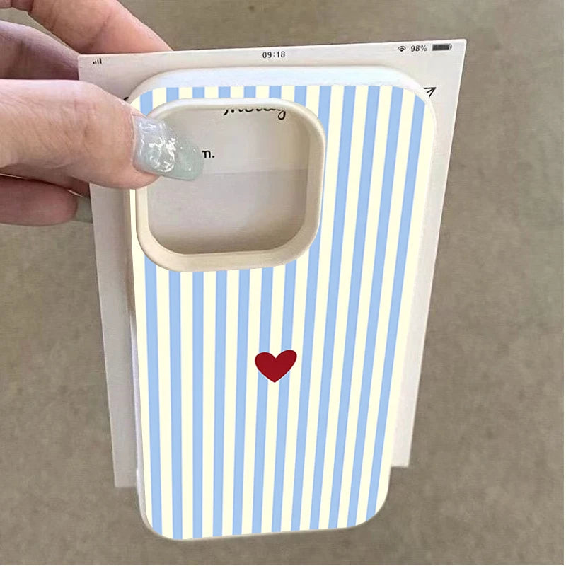 INS Cute Small Love Heart Pattern Fresh Phone Case For iPhone 18 17 16 15 14 Pro Max 13 12 11 XS X XR 7 8 Plus 16E 17E Air Cover