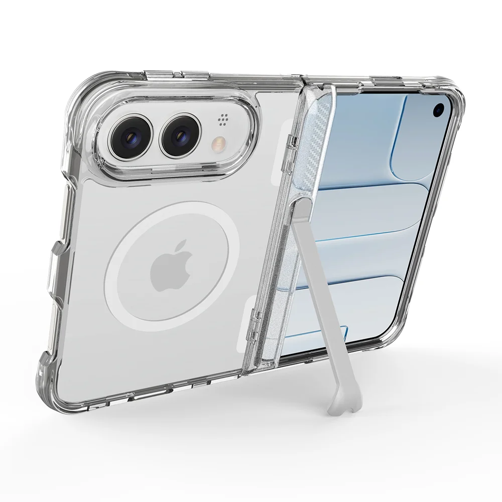 Luxury Clear Shockproof Hinge Bracket Phone Case For iPhone 18 Duo For iPhone 18 Fold Ultra Magnetic Folding Hard Protect Cover