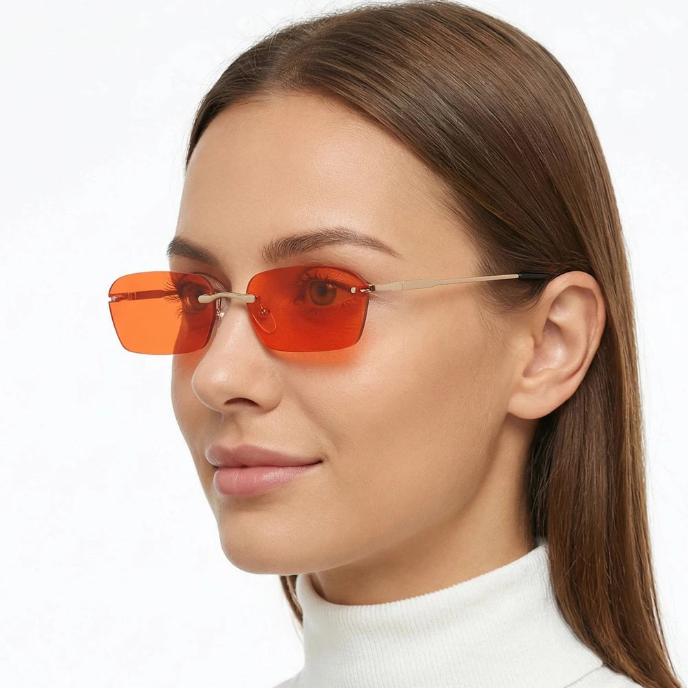 Fashion Rimless Sunglasses Men Women Classic Light Weight Sun Glasses For Male Luxury Rectangle Frameless Eyewear UV400