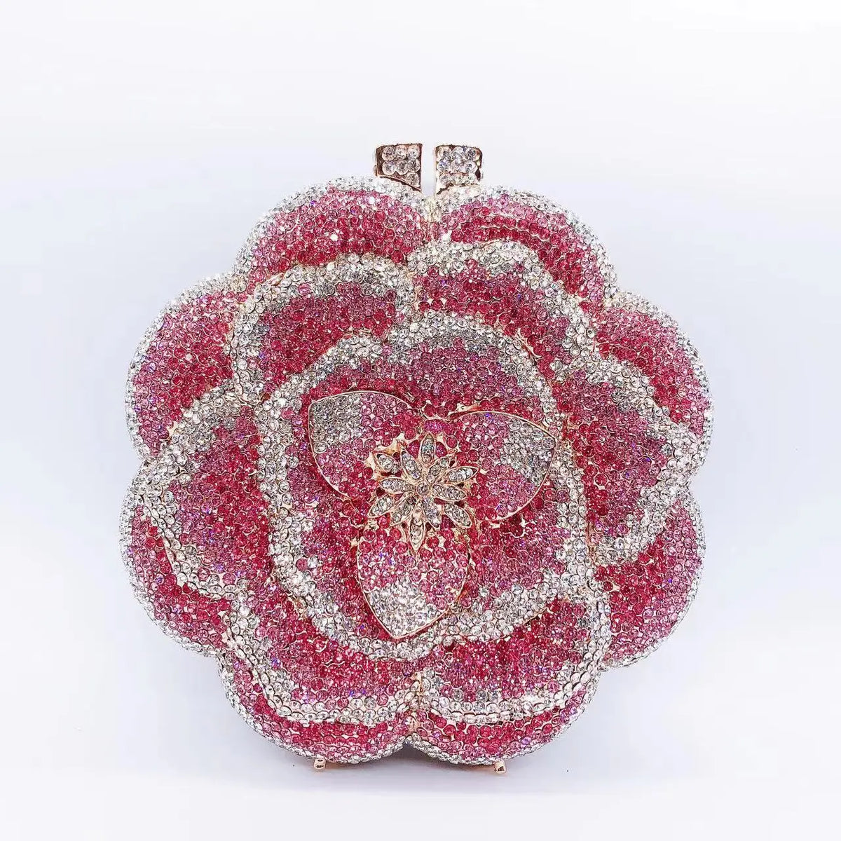XIYUAN Rose Flower Pink Rhinestone Evening Clutches Women Floral Yellow Crystal Clutch Purse Luxury Bridal Wedding Party Handbag