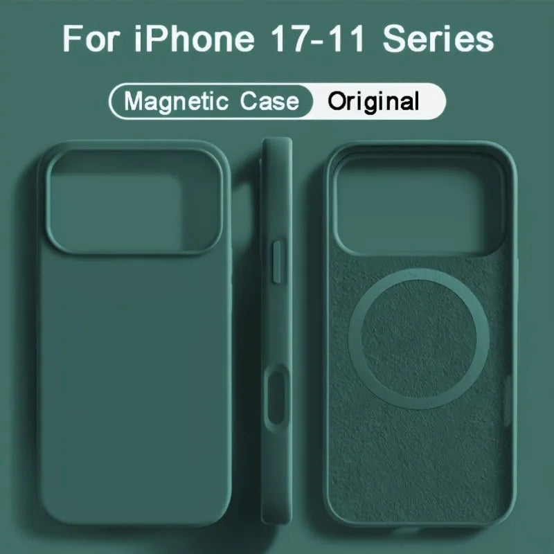 For Magsafe Magnetic Liquid Silicone Case For iPhone 18 17 16 15 14 13 Pro Max 17Pro Air 18Pro Wireless Charge Soft Cases Cover