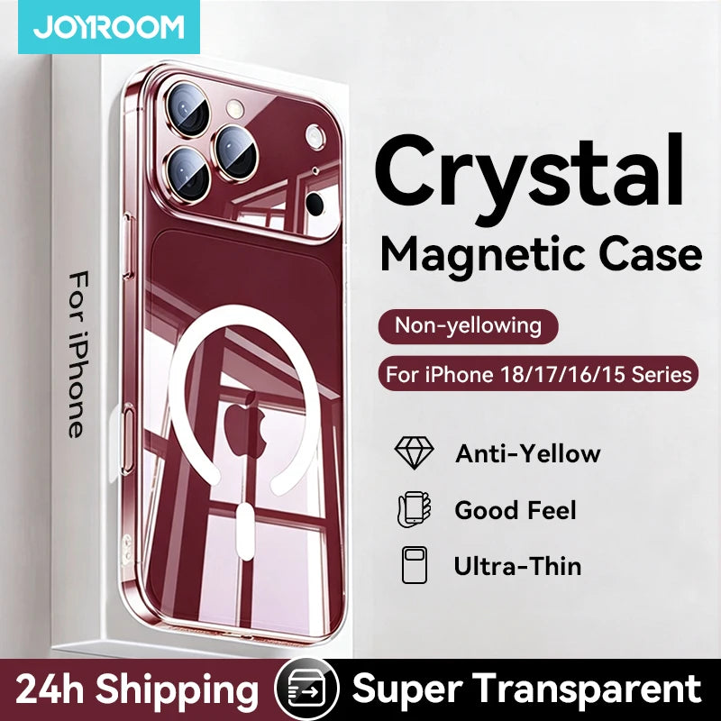 Joyroom Magnetic Case For iPhone 18 Pro Max Case No Yellowing Transparent Cover For iPhone 18 Pro Wireless Charger Thin Cover