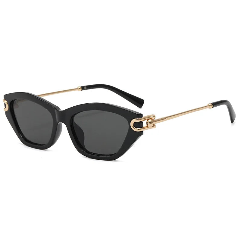 vintage irregular cat eye sunglasses for women new fashion brand alloy patchwork sun glasses ladies black blue gradient shades