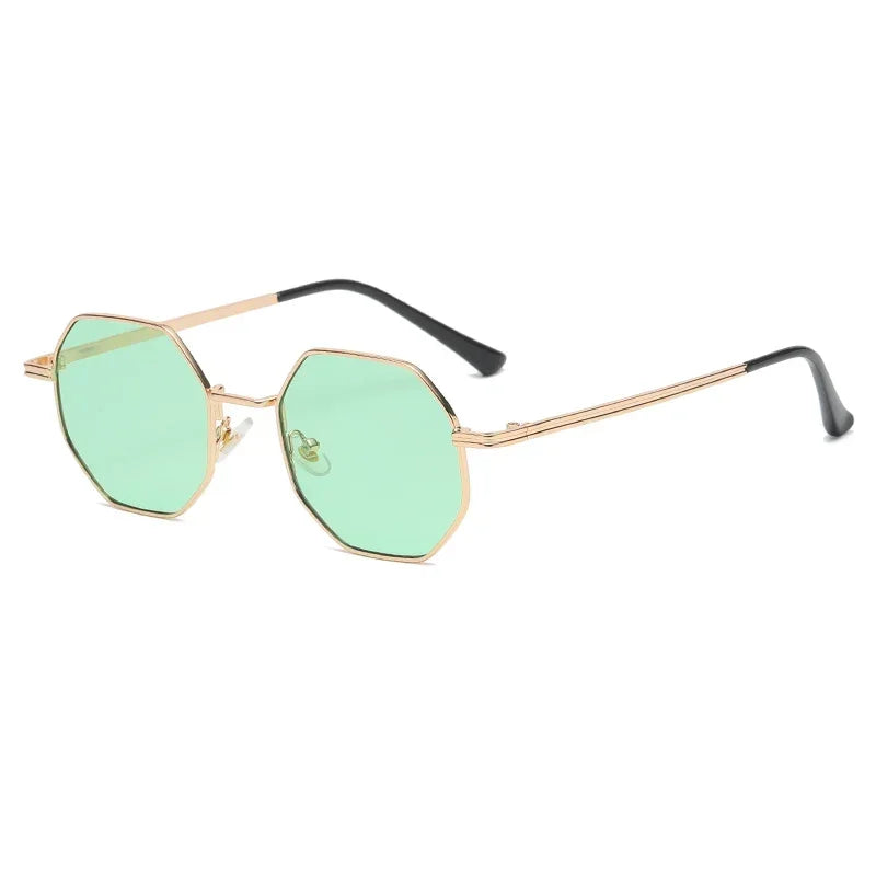 Popular Fashion Eyewear Polygonal Metal Retro Frame for Women Sunglasses Universal Luxury Brand Design Mirror UV400 Sun Glasses