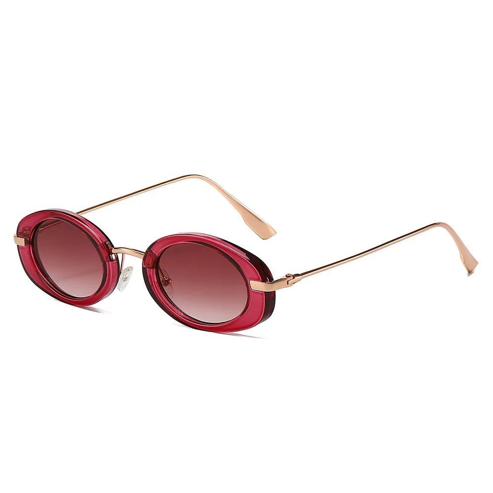 Fashion Small Oval Sunglasses Women Europe Popular Ins Cool Blogger Uv400 Sun Glasses Brand Designer