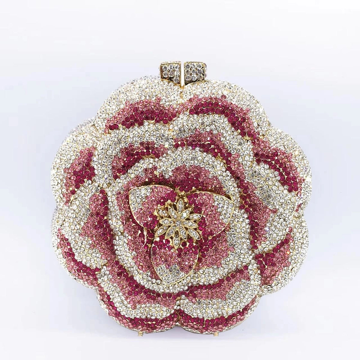 XIYUAN Rose Flower Pink Rhinestone Evening Clutches Women Floral Yellow Crystal Clutch Purse Luxury Bridal Wedding Party Handbag