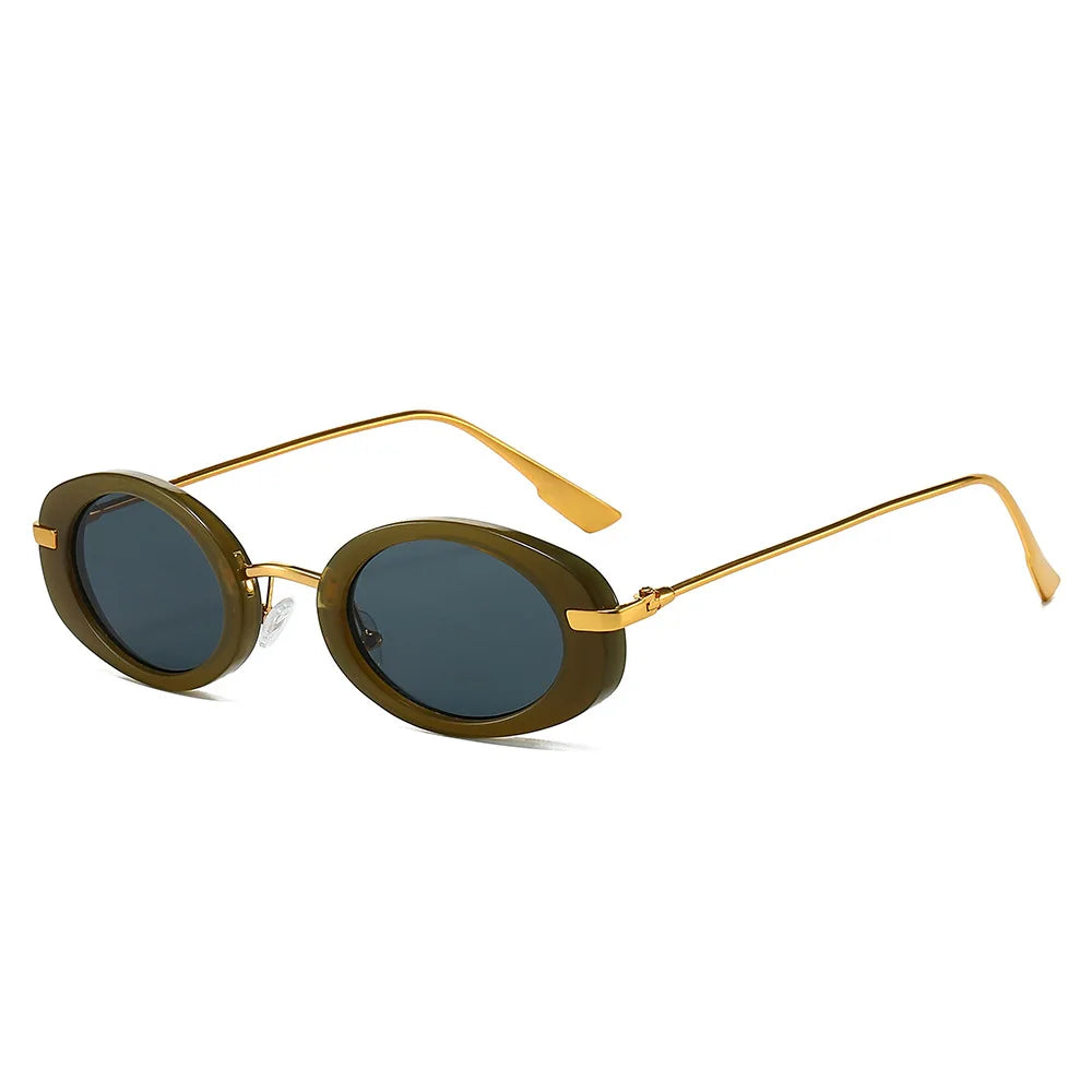 Fashion Small Oval Sunglasses Women Europe Popular Ins Cool Blogger Uv400 Sun Glasses Brand Designer