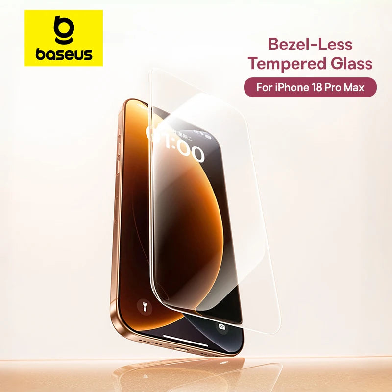Baseus Tempered Glass For iPhone 18 17 Pro Max Screen Protector Full-View 0.3mm Clear Edge Bezel-Less Glass For iPhone 18 Pro
