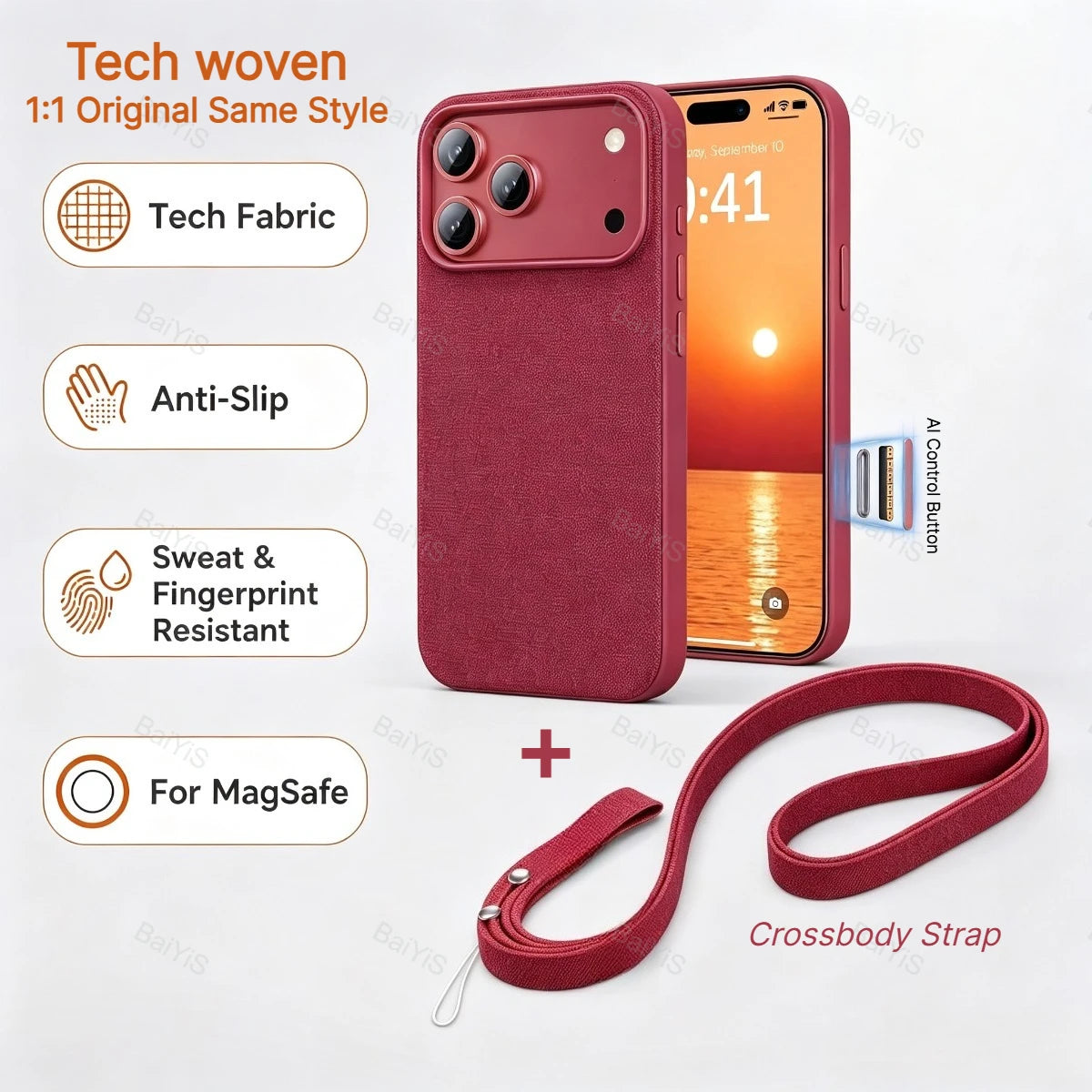 1:1 Original Tech woven Case With Woven Crossbody Strap For iPhone 18 Pro Max 17 Air 16 15 14 13 For MagSafe Shockproof Cover