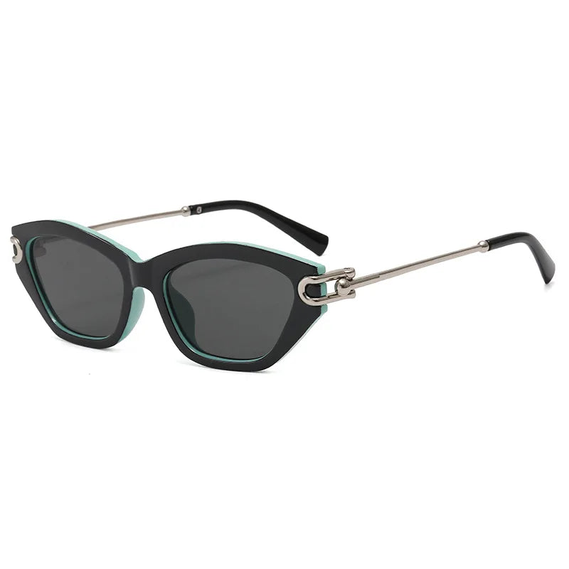 vintage irregular cat eye sunglasses for women new fashion brand alloy patchwork sun glasses ladies black blue gradient shades