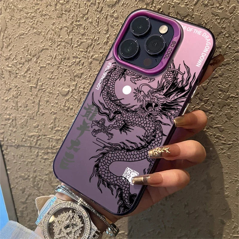 Phone Case for iPhone 18 17 16 15 14 13 12 11 Pro Max 16E 17E Plus 17 Air New Luxury Chinese Dragon Hard Matte Shockproof Cover