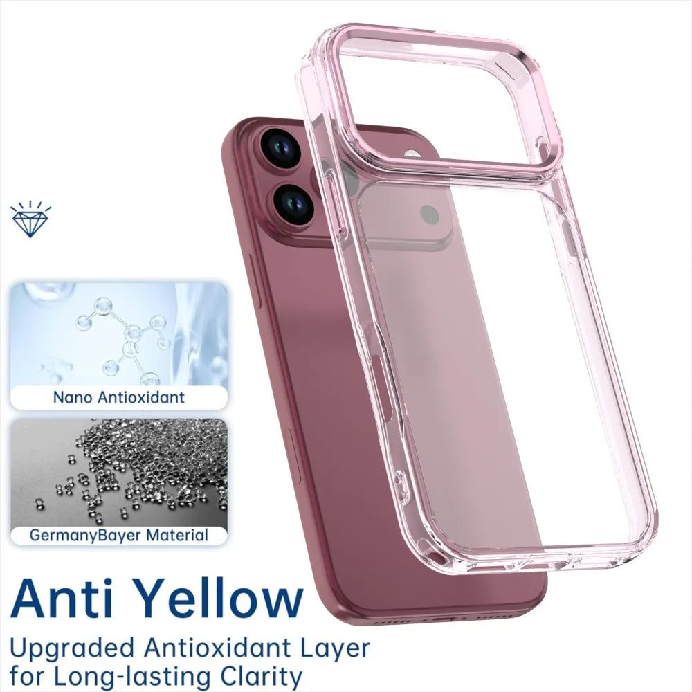 Fashion Transparent TPU+PC Phone Case For iPhone 18 Pro Max iPhone 18 Pro Anti-Yellow Anti-scratch Shockproof  Protective Cover