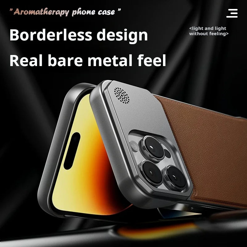 Business Aromatherapy Leather Case for iPhone 18 17 16 15 14 Plus 13 12 11 Pro Max For Magsafe Magnetic Frameless Armor Cover